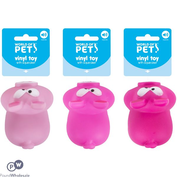 World Of Pets Squeaky Vinyl Pig Dog Toy Assorted Colours