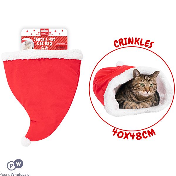Smart Choice Christmas Crinkle Santa Hat Cat Bag Toy 48cm X 40cm