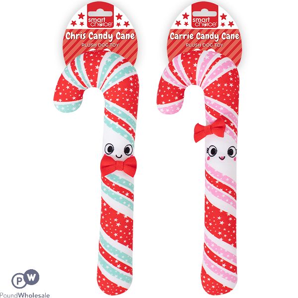 Smart Choice Christmas Squeaky Candy Cane Dog Toy 35cm Assorted