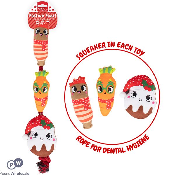 Smart Choice Christmas Festive Feast Dinner Plush & Rope Dog Toy 46cm