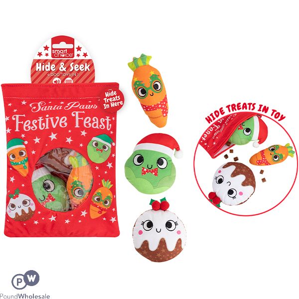 Smart Choice Christmas Plush Hide & Seek Dog Toys 4 Pack