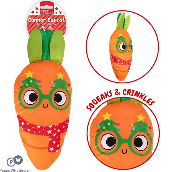 Smart Choice Christmas Large Plush Connor Carrot Dog Toy 40cm