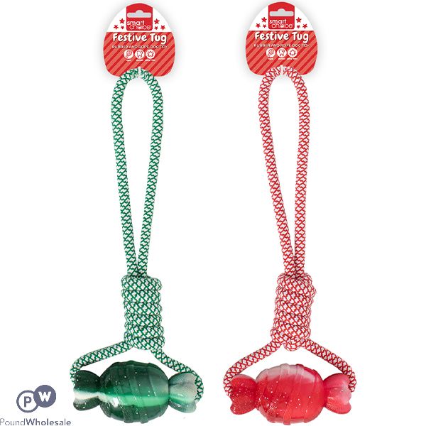 Smart Choice Christmas Rubber & Rope Sweet Dog Toy 40cm Assorted Colours