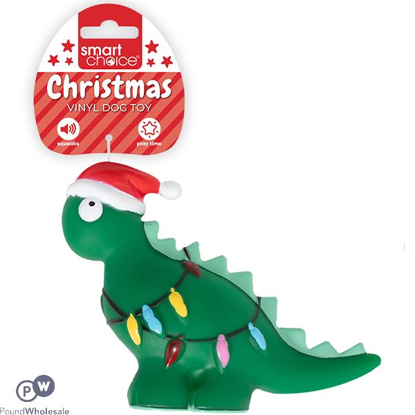 Smart Choice Christmas Squeaky Vinyl Dinosaur Dog Toy 11.5cm
