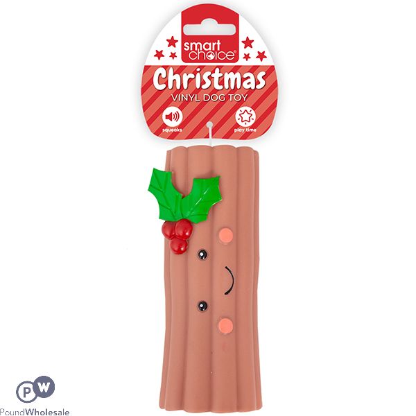 Smart Choice Christmas Vinyl Yule Log Dog Toy 15cm