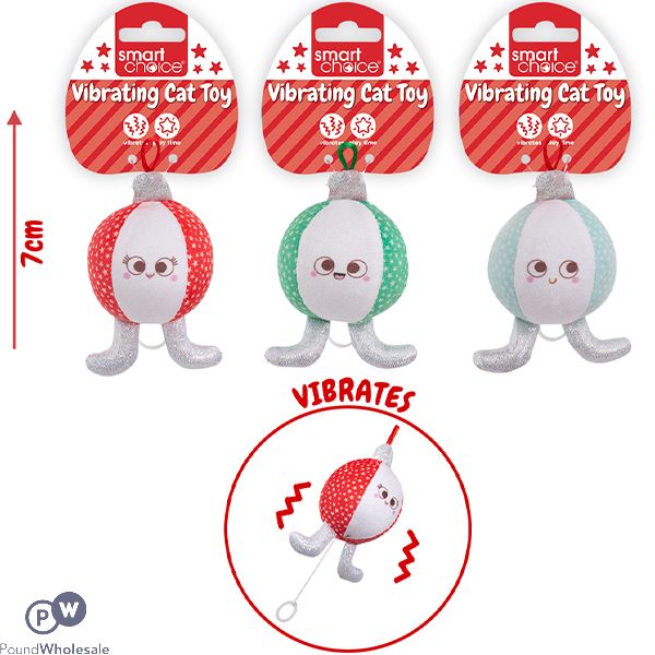 Smart Choice Christmas Vibrating Bauble Cat Toy 7cm Assorted Colours
