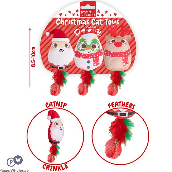 Smart Choice Christmas Catnip Feathers Cat Toys 3 Pack