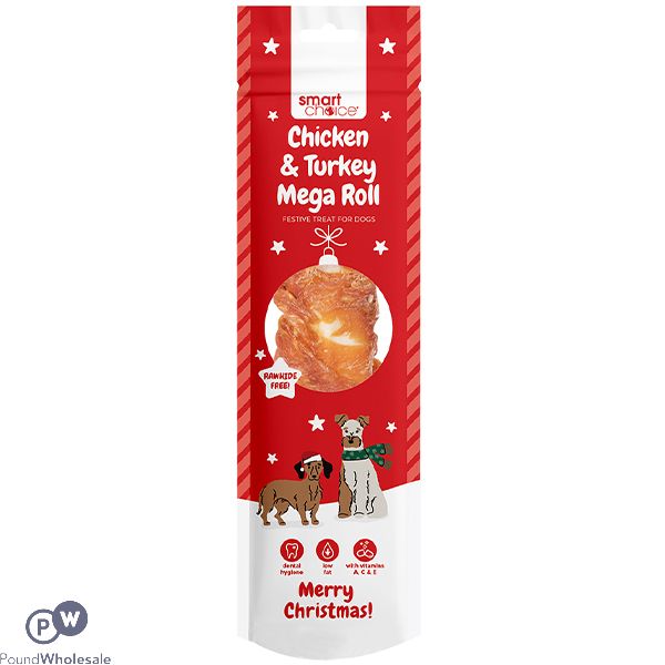 Smart Choice Christmas Chicken & Turkey Mega Roll Dog Treat 90g