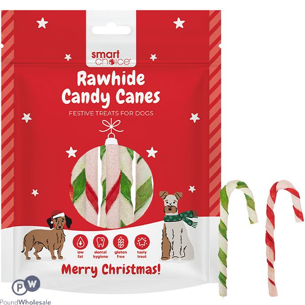 Smart Choice Christmas Rawhide Candy Canes Dog Treats 8 Pack 80g