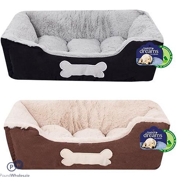 Sweet Dreams Classic Faux Suede Plush Pet Bed Small 46cm X 36cm X 15cm Assorted Colours
