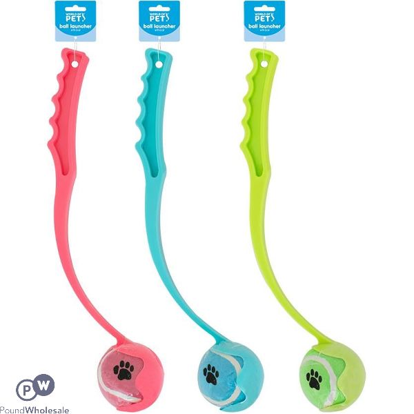 World Of Pets Tennis Ball Launcher Dog Toy 35.5cm Assorted Colours