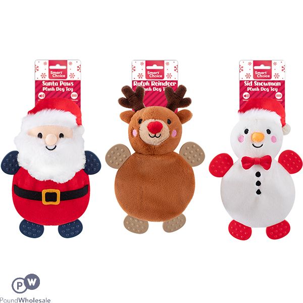 Smart Choice Christmas Plush Rubber Festive Character Dog Toys 30cm Assorted