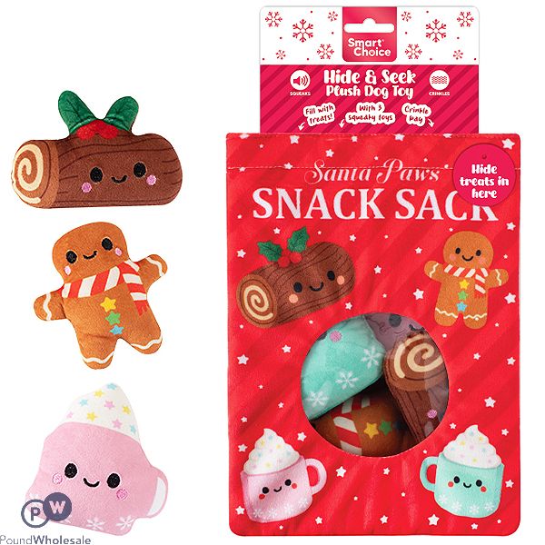 Smart Choice Christmas Santa Paws Hide & Seek Plush Dog Toy Set