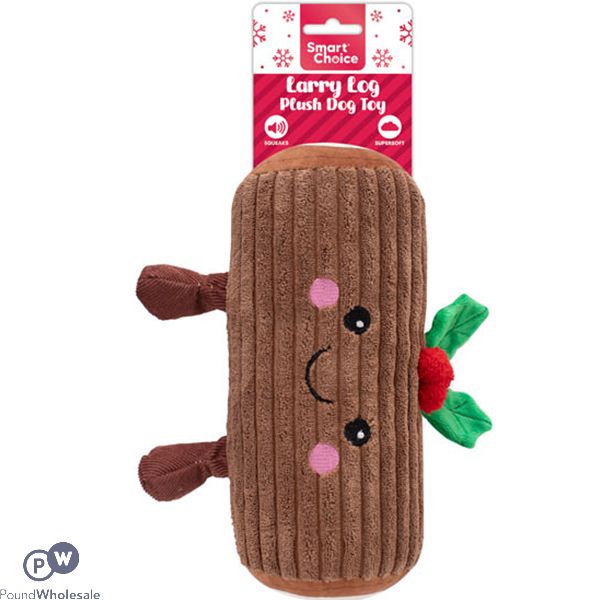 Smart Choice Christmas Squeaky Larry Log Plush Dog Toy 23cm X 9cm