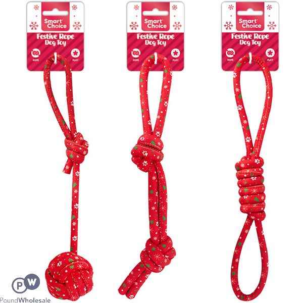 Smart Choice Christmas Rope Festive Dog Toy 30cm Assorted