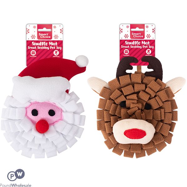 Smart Choice Christmas Treat Seeking Santa & Reindeer Snuffle Mat Dog Toy 40cm Assorted