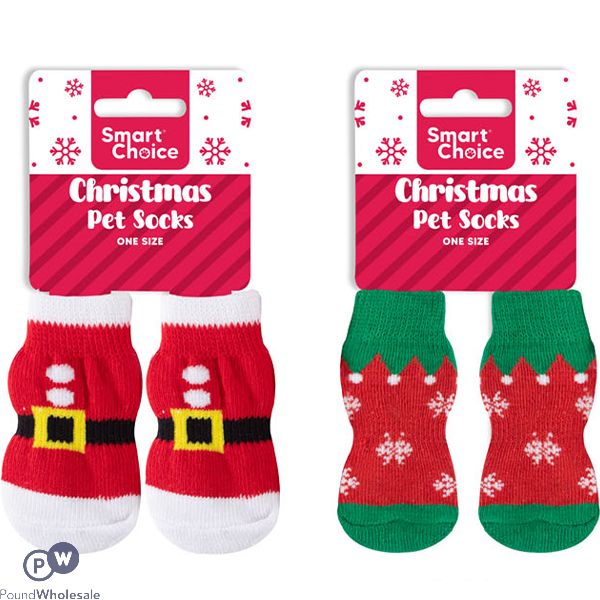 Smart Choice Christmas Dog Socks 4 Pack Assorted