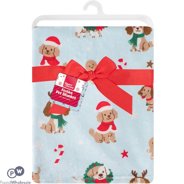 Smart Choice Christmas Super Soft Festive Dog Print Pet Blanket 90cm X 70cm