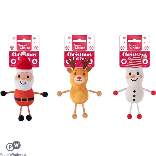 Smart Choice Christmas Catnip Pom Pom Festive Cat Toy 14cm Assorted