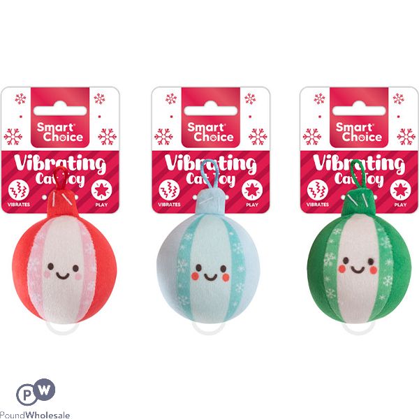 Smart Choice Christmas Vibrating Festive Bauble Cat Toy 7cm Assorted Colours