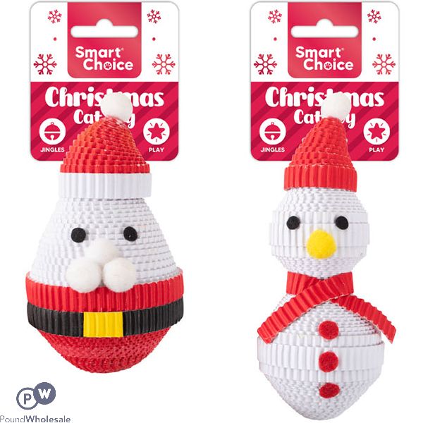 Smart Choice Christmas Festive Wobble Cardboard Cat Toy Assorted