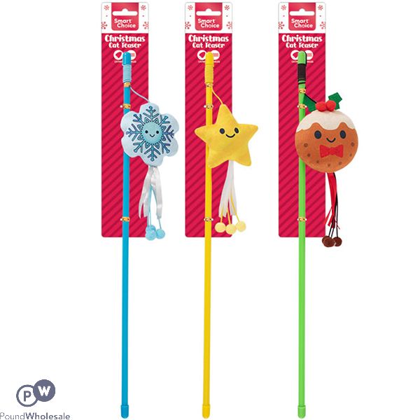 Smart Choice Christmas Catnip Crinkle Plush & Ribbon Festive Cat Teaser 47cm