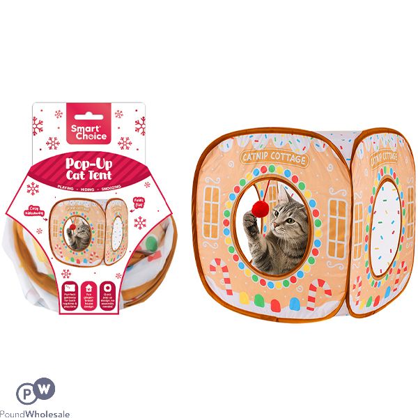 Smart Choice Christmas Gingerbread Catnip Cottage Pop-up Cat Play Tent 45cm X 45cm X 52cm
