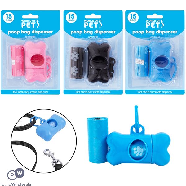 World Of Pets Dog Clean Up Holder And Bags Assorted Colours