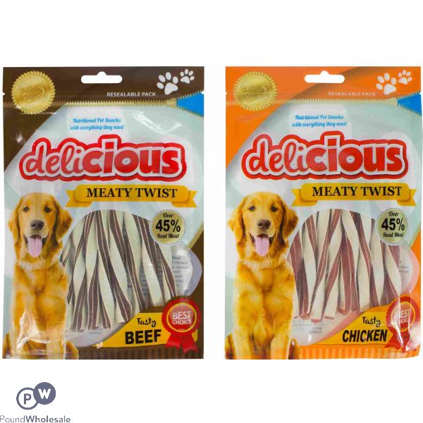 World Of Pets Delicious Meaty Twists Assorted Beef & Chicken Flavour