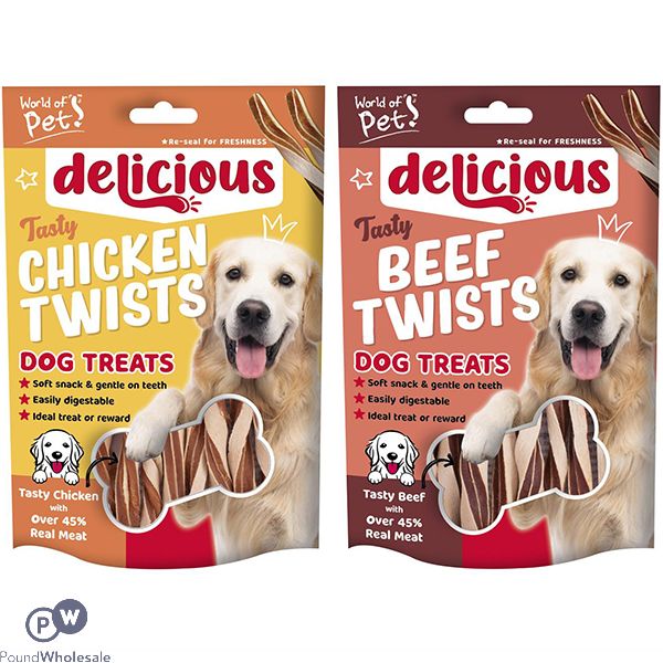 World Of Pets Delicious Meaty Twists Assorted Beef & Chicken Flavour