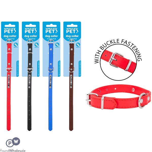 World Of Pets PU-Dog Small Classic Dog Collar Assorted Colours