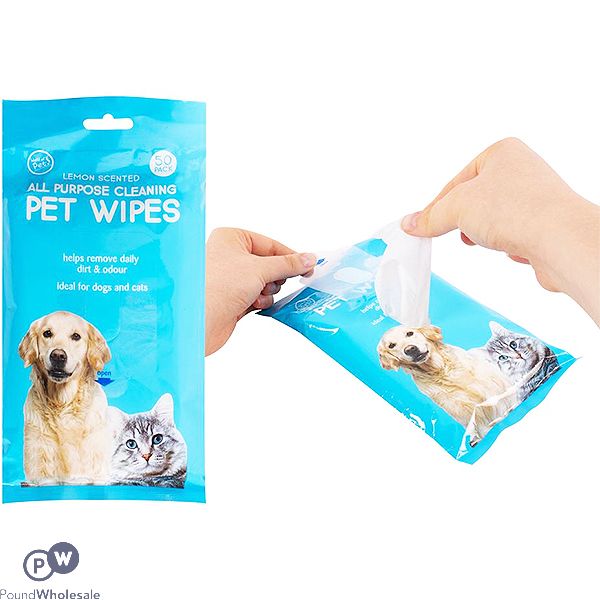 WORLD OF PETS LEMON SCENTED PET WIPES 40 PACK