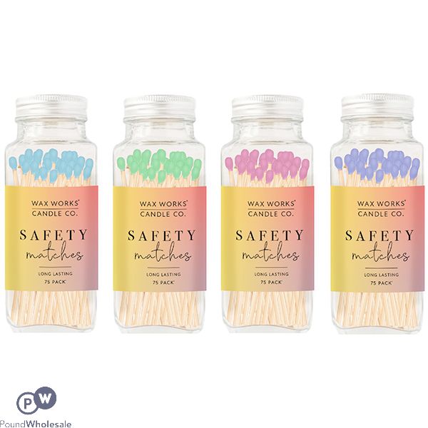 Wax Works Candle Co Pastel Safety Matches 75 Pack Assorted Colours