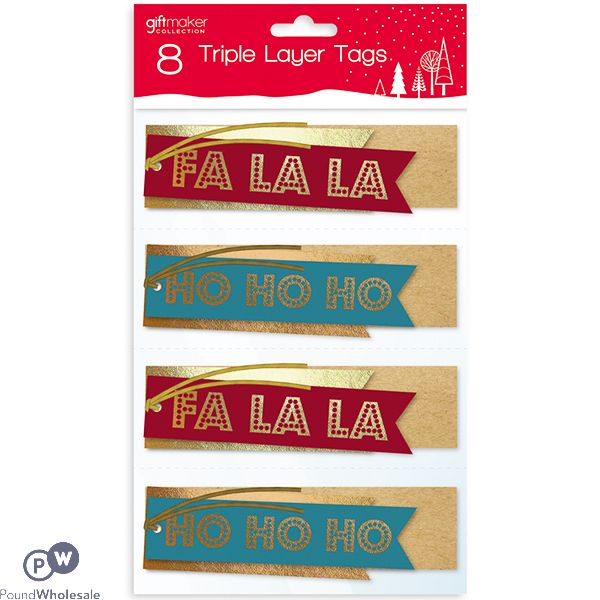 Giftmaker Triple Layer Christmas Gift Tags Assorted 8 Pack