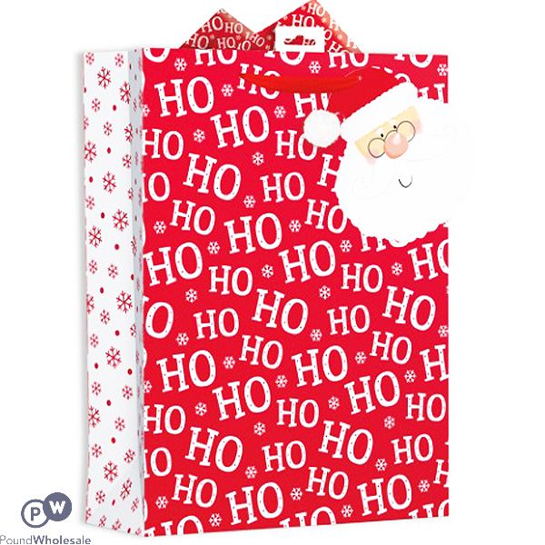 GIFTMAKER SANTA TEXT GIFT BAG WITH GIANT TAG XL