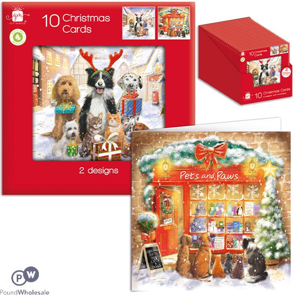 Giftmaker Traditional Puppy & Kitten Christmas Cards 2 Assorted 10 Pack