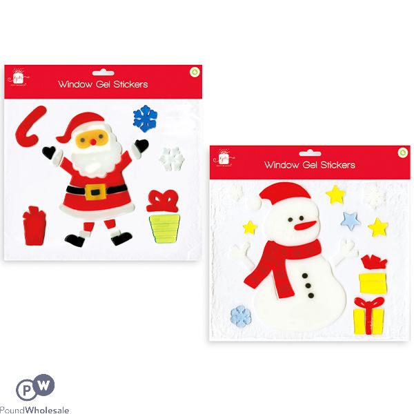 GIFTMAKER CHRISTMAS WINDOW GEL STICKERS ASSORTED