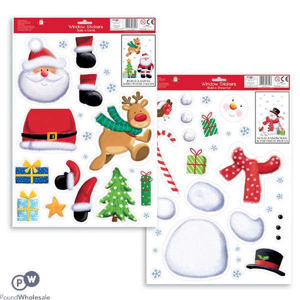 GIFTMAKER BUILD A SANTA & SNOWMAN WINDOW STICKERS