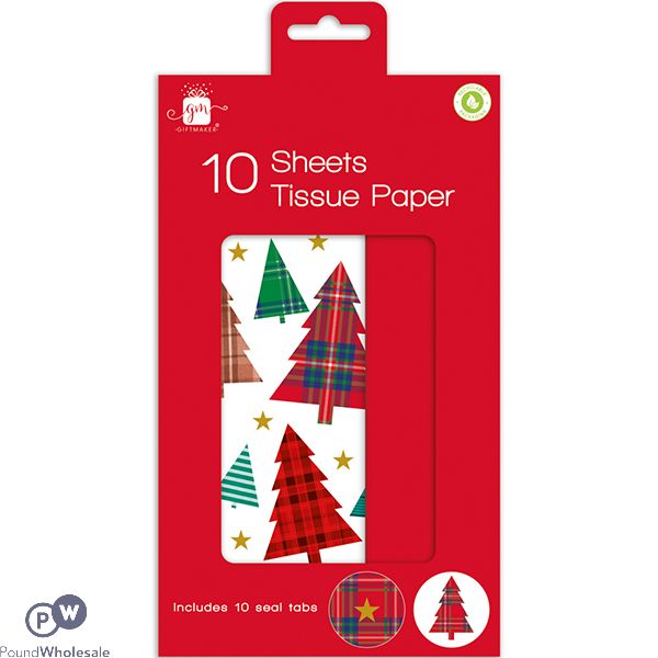 GIFTMAKER CHRISTMAS TARTAN TISSUE PAPER 10 SHEETS