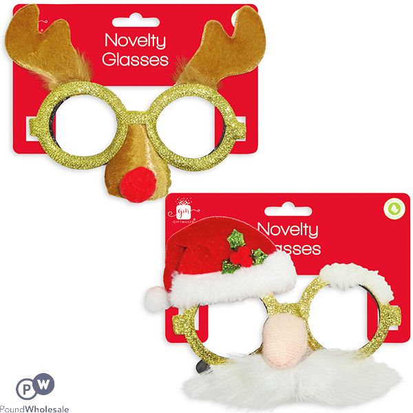 Giftmaker Santa & Reindeer Novelty Glasses Assorted