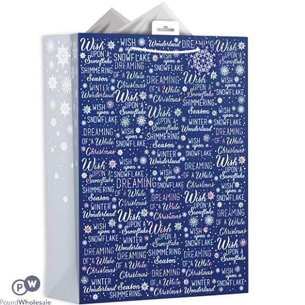 GIFTMAKER NAVY CHRISTMAS TEXT GIFT BAG XL