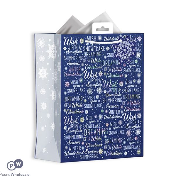 Giftmaker Navy Christmas Text Gift Bag Medium