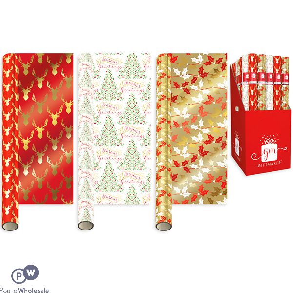 GIFTMAKER CHRISTMAS TRADITIONS GIFT WRAP 1.5M ASSORTED CDU