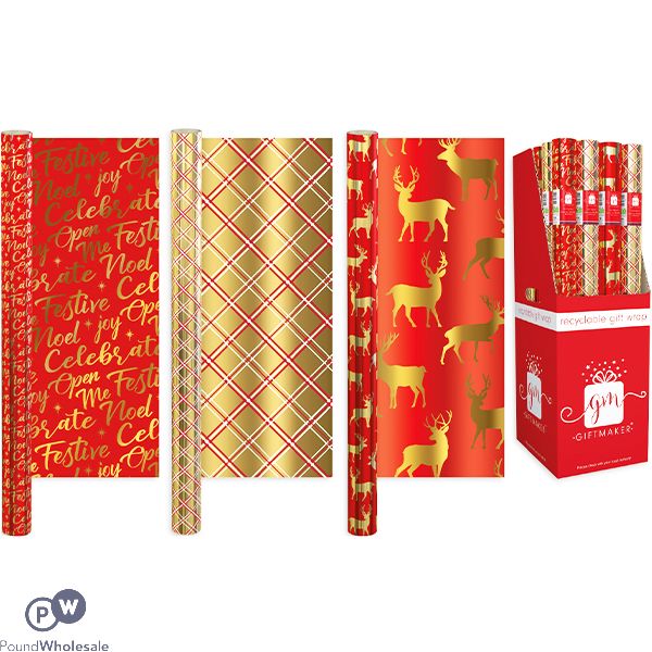 Giftmaker Christmas Traditions Gift Wrap 1.5m Assorted Cdu