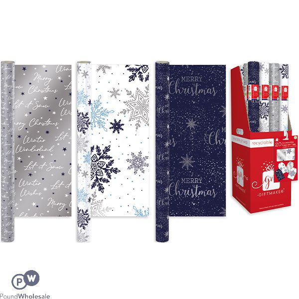 Giftmaker Midnight Blue Christmas Gift Wrap 4m Assorted Cdu