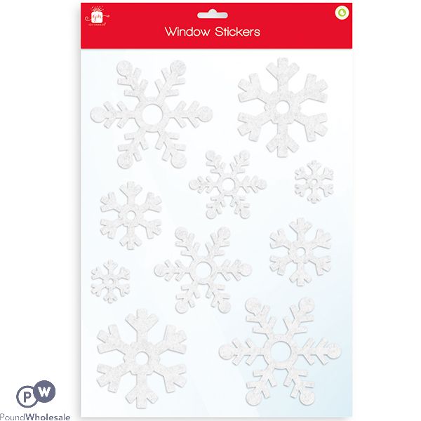 GIFTMAKER WHITE FLOCK SNOWFLAKE WINDOW STICKERS