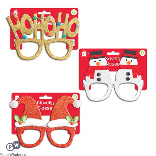 Giftmaker Novelty Christmas Glasses 3 Assorted