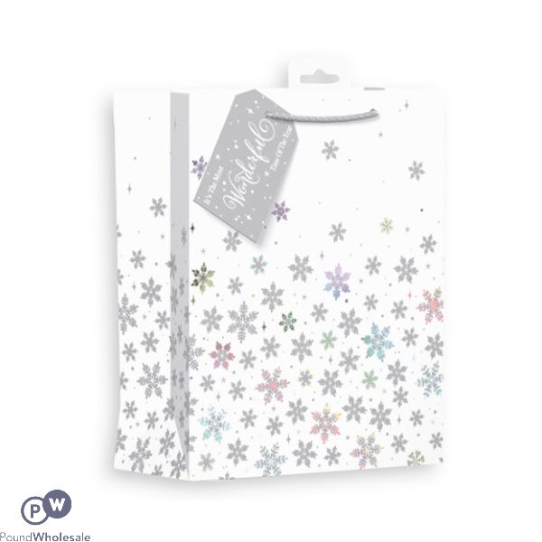 Giftmaker Coloured Ice & Snowflake Gift Bag Medium