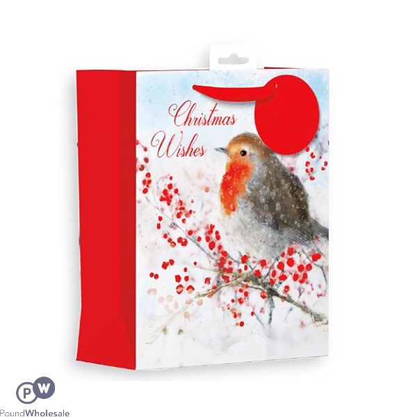 GIFTMAKER CHRISTMAS WISHES ROBIN GIFT BAG MEDIUM