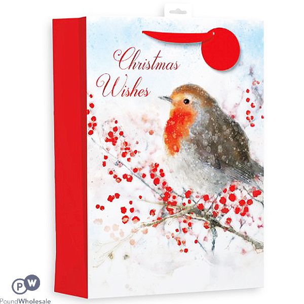 GIFTMAKER CHRISTMAS WISHES ROBIN GIFT BAG XL